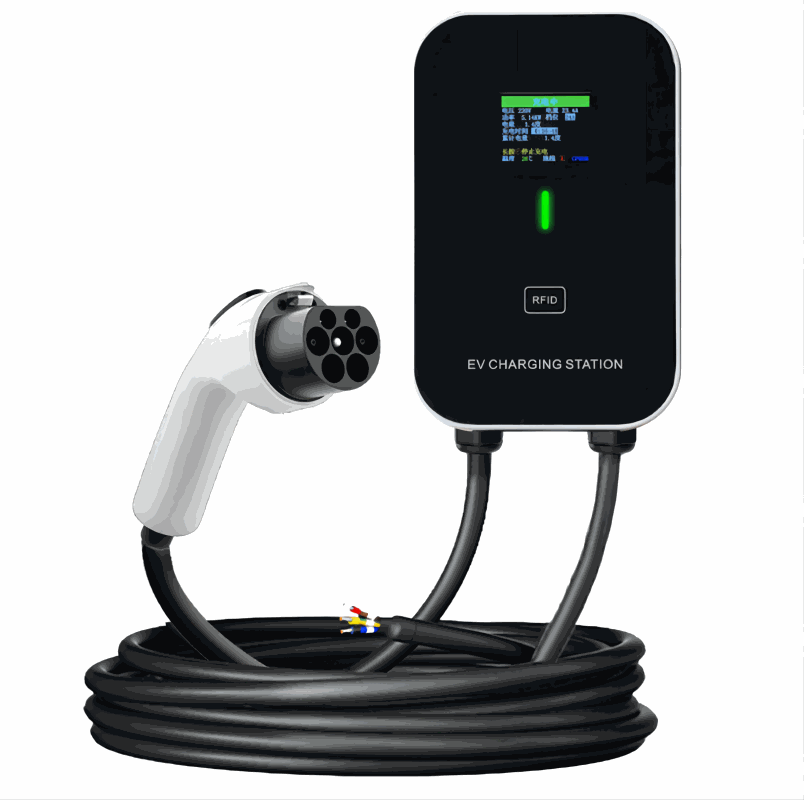 GBT European Standard Plug EV charging gun with 5-meter TPU cable and LCD display for outdoor use