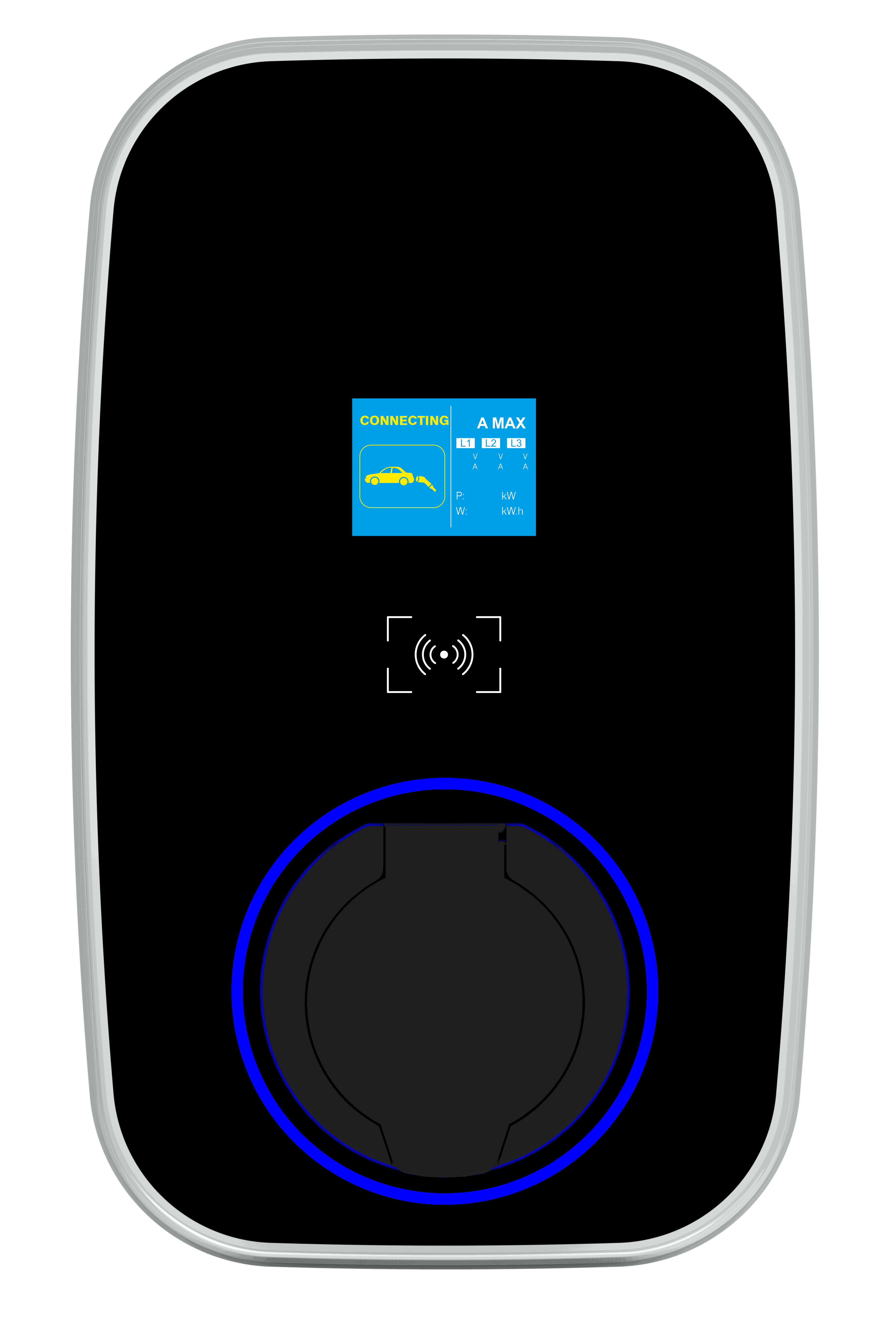 SUNSFIRE Smart EV Charger 7.4KW-22KW with app control, OCPP, and dynamic load balancing device mounted on wall