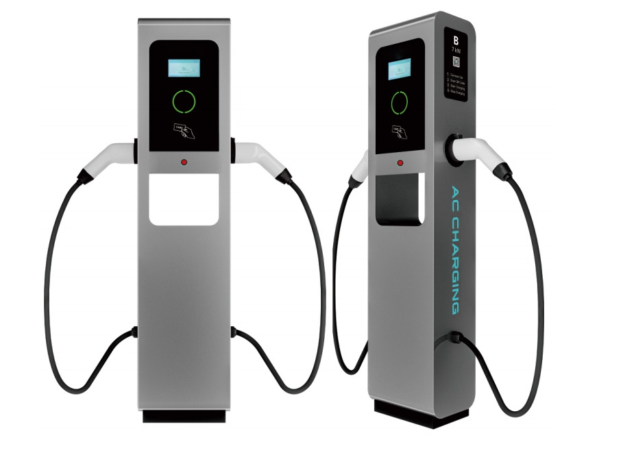 Dual Gun Floor Stand EV Charging Station | 2x7KW, 2x11KW, 2x22KW | OCPP Compliant