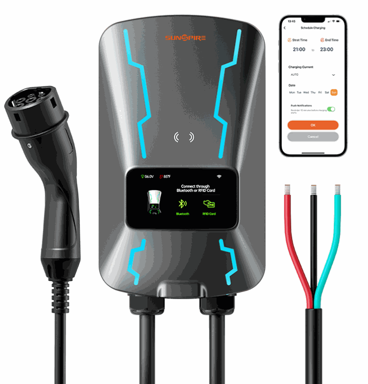OEM Custom 32A Single Phase 7KW Intelligent Voice-Controlled Charging Station Wallbox Electric Vehicle Ev IP55 Safe Charger