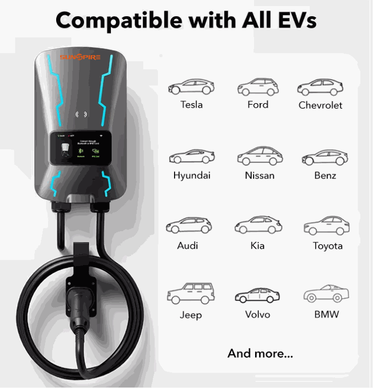 OEM Custom 32A Single Phase 7KW Intelligent Voice-Controlled Charging Station Wallbox Electric Vehicle Ev IP55 Safe Charger