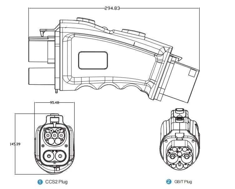 250A CCS2 to GBT DC Charging Adapter