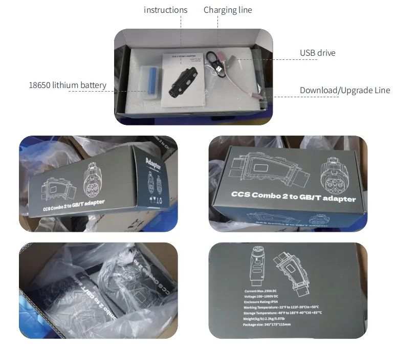 250A CCS2 to GBT DC Charging Adapter