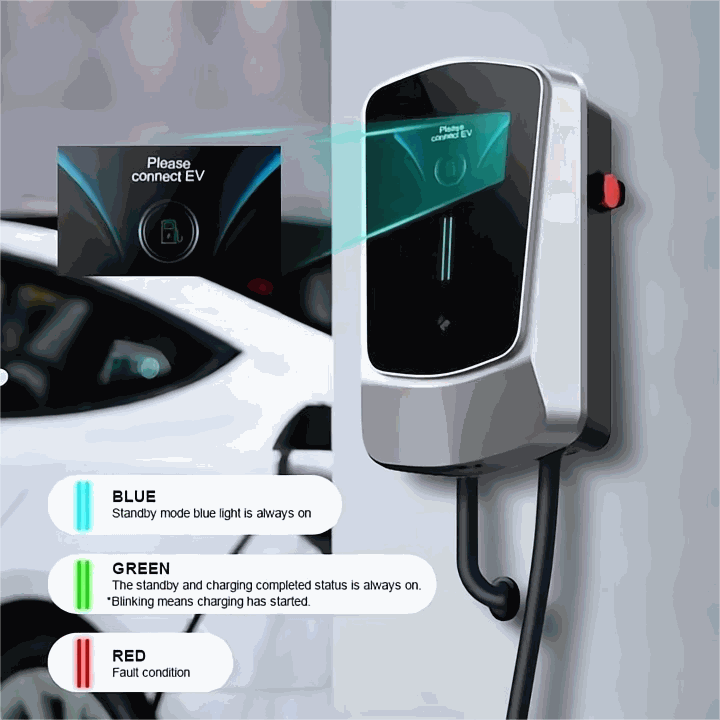Wallbox EV Charger 7/11/22KW with 4.3" LCD | App, Card & Password Access