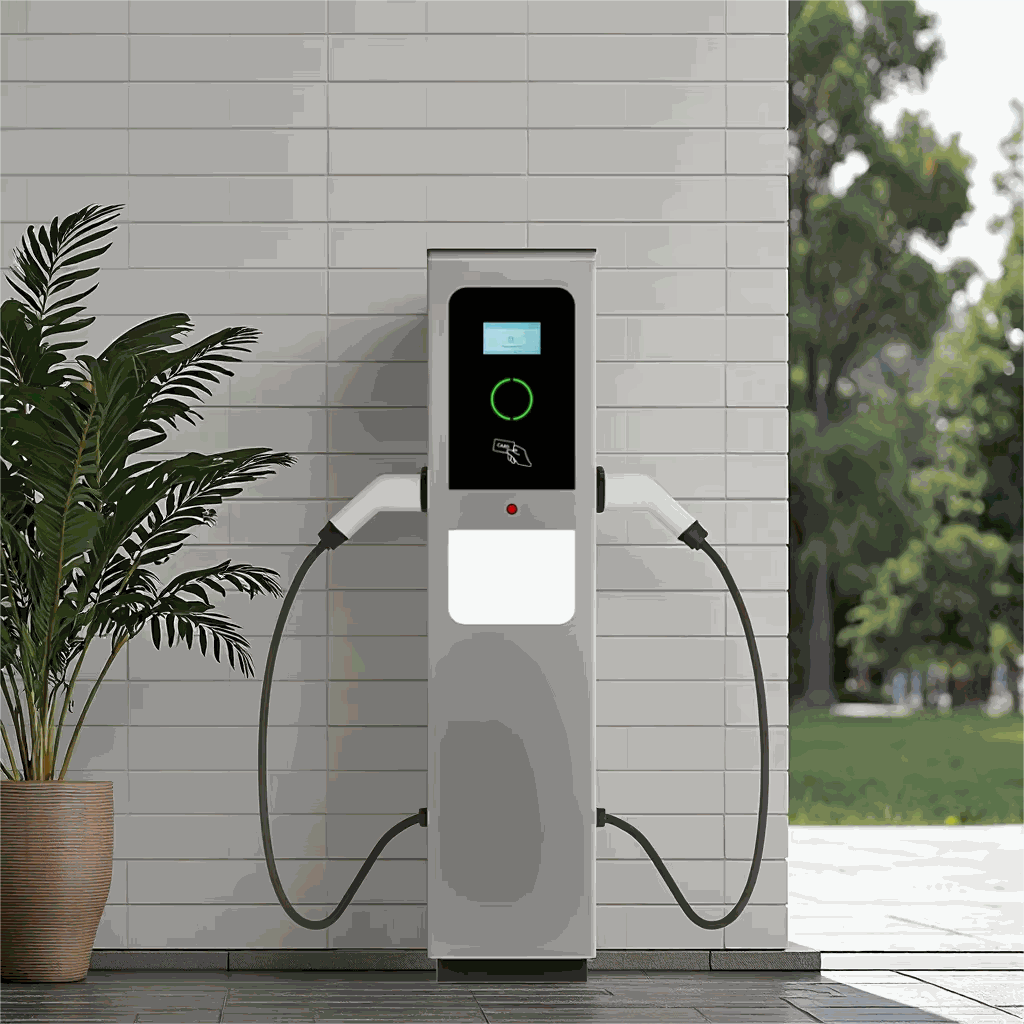 Dual Gun Floor Stand EV Charging Station | 2x7KW, 2x11KW, 2x22KW | OCPP Compliant