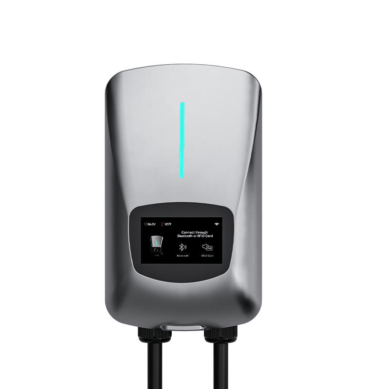 OEM Factory APP Voice Control 32A 7kW Type 2 electric car charger station with 4.3" LCD and RFID support