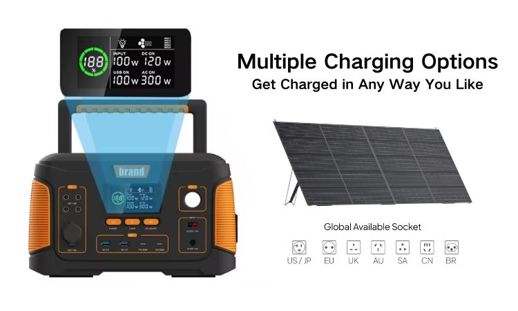 300W Portable Power Station Storage Portable Energy Solar Energy Generator Support USB Quick Charging for Outdoor Home