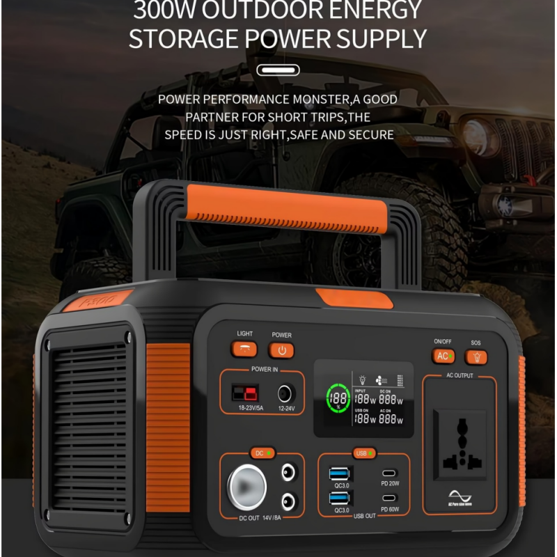 300W Portable Power Station Storage Portable Energy Solar Energy Generator Support USB Quick Charging for Outdoor Home