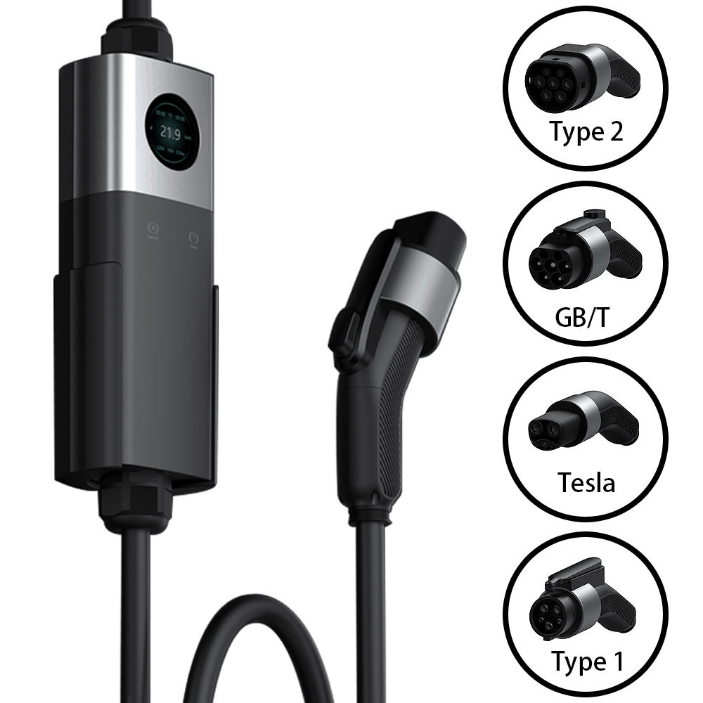 Customizable Level 2 Portable EV Charging Station with WiFi & App | 7kW-22kW