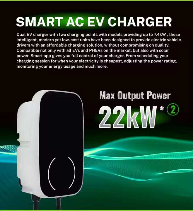 Portable Home Fast EV Charger | 7.4KW/22KW | Tuya App Control
