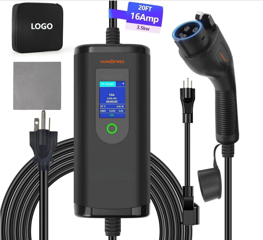 SUNSPIRE Portable 3.5kw 11kw 22kw EV Charger Ac Electric Car Ev Charging Station Charger Type1/Type 2/GBT 5 meters cable