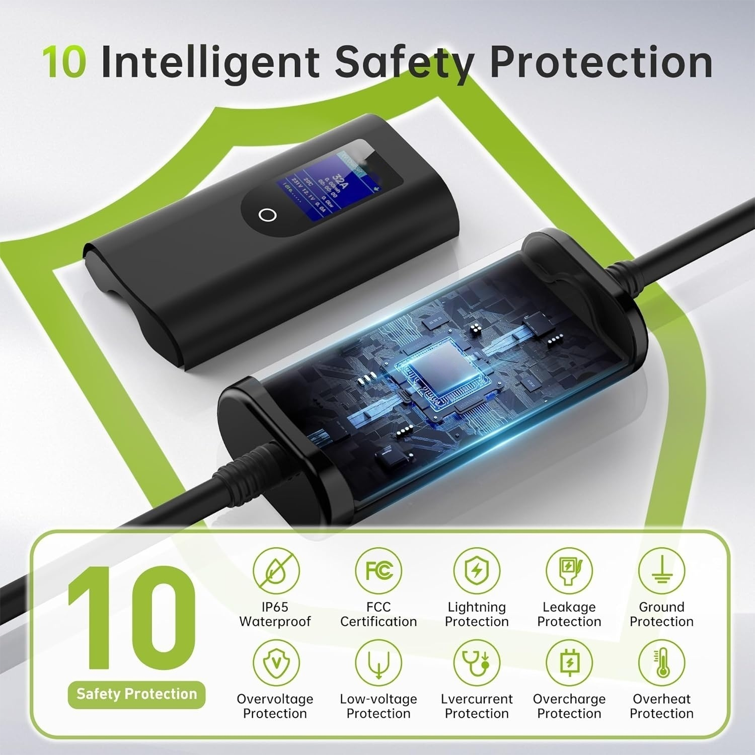 SUNSPIRE Portable 3.5kw 11kw 22kw EV Charger Ac Electric Car Ev Charging Station Charger Type1/Type 2/GBT 5 meters cable