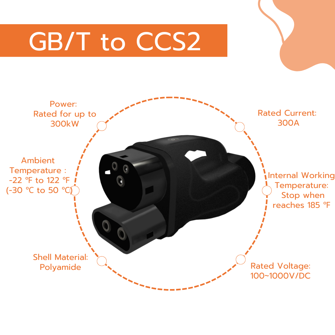 Sunspire Gbt to Ccs2 Evse Charging Connector Ce Ev Dc Charger Adapter For Tesla 250A BYD BMW