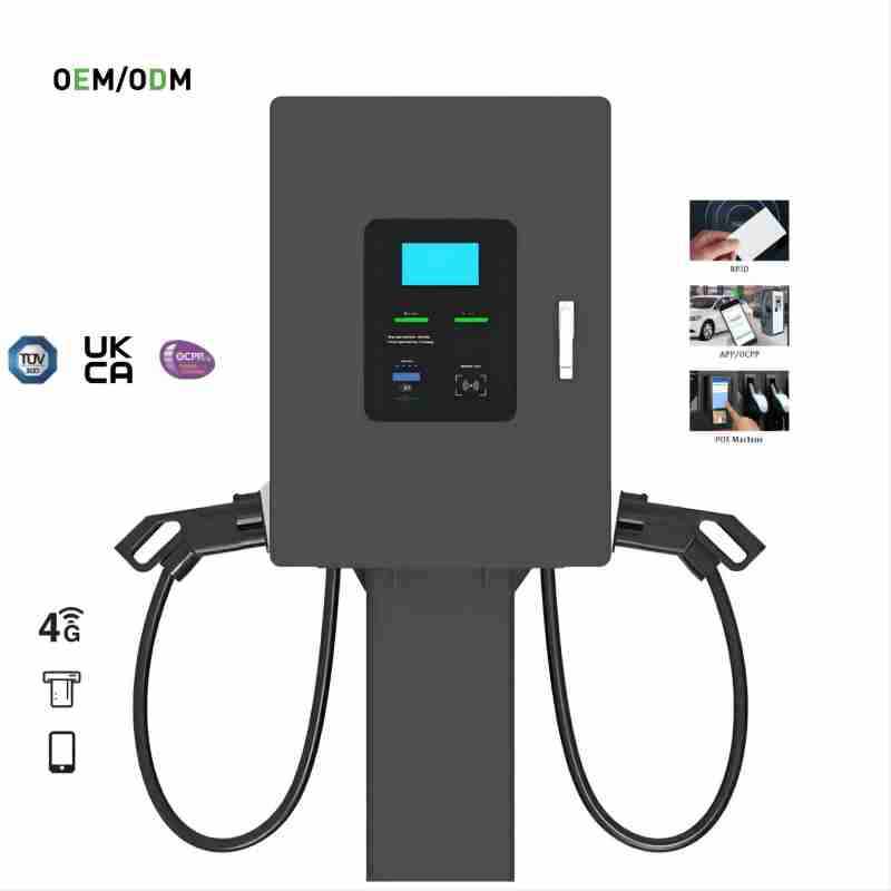 Commercial fast wall-mounted charger with single CCS2 gun and 30-60kW power options