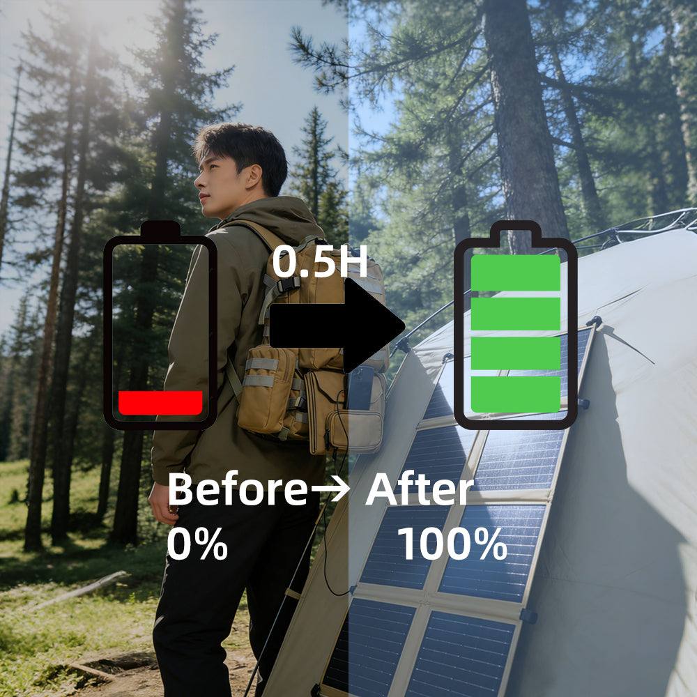 55L large tactical backpack with 60W solar panel and USB charging port for outdoor adventures