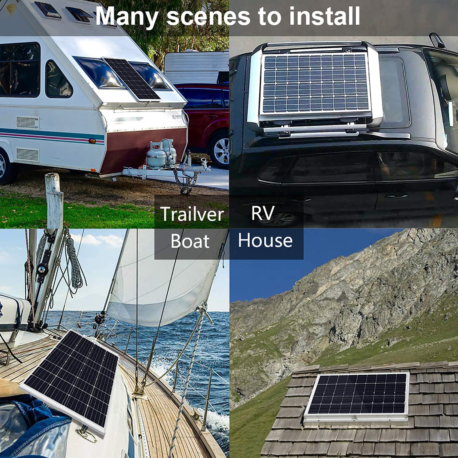 High-efficiency 100 watt 12 volt monocrystalline solar panel for RV, marine, rooftop, and off-grid applications