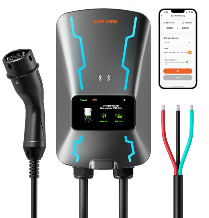 OEM Custom 32A Single Phase 7KW Intelligent Voice-Controlled Charging Station Wallbox Electric Vehicle Ev IP55 Safe Charger