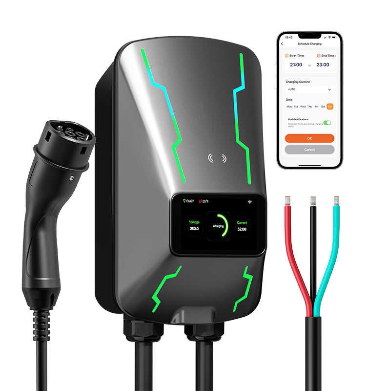 OEM Custom 32A Single Phase 7KW Intelligent Voice-Controlled Charging Station Wallbox Electric Vehicle Ev IP55 Safe Charger