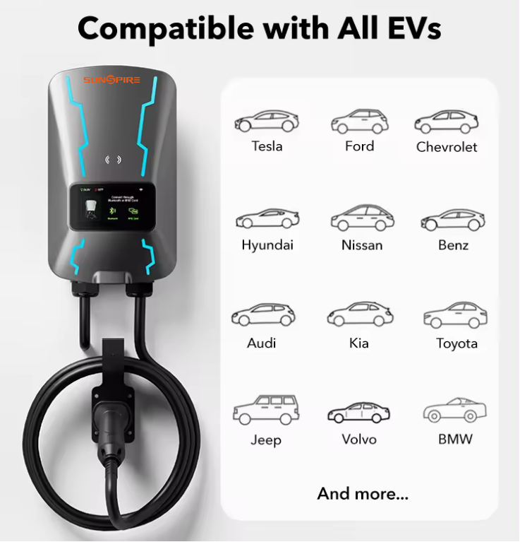 OEM Custom 32A Single Phase 7KW Intelligent Voice-Controlled Charging Station Wallbox Electric Vehicle Ev IP55 Safe Charger