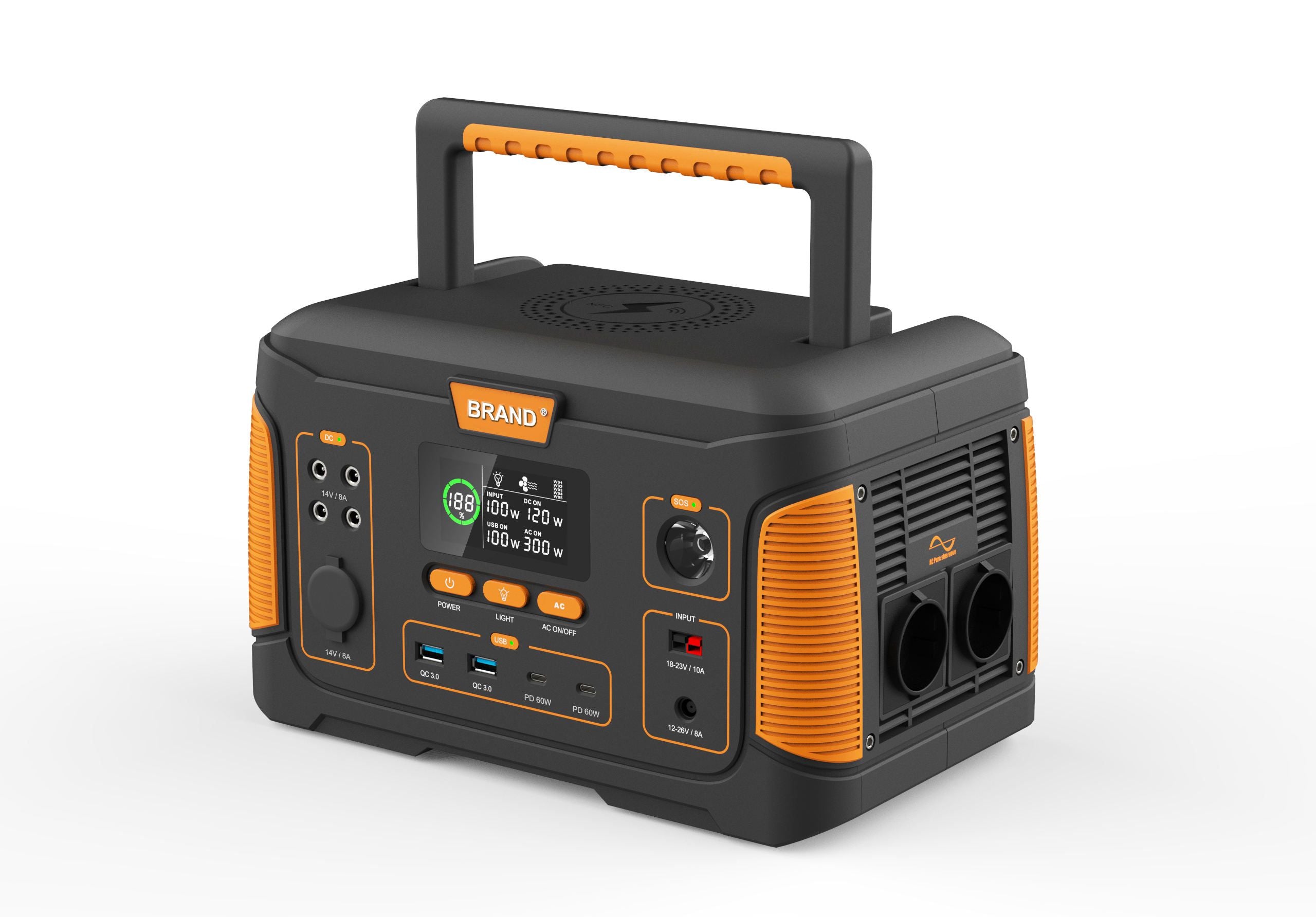 300W Portable Power Station Storage Portable Energy Solar Energy Generator Support USB Quick Charging for Outdoor Home