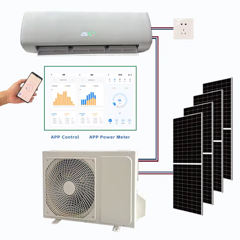 100% Aire Acondicionado Solar Sistema Split 48V CC Inverter/24 Horas 18000BTU 24000 100% Aire Acondicionado Solar/ Aire Acondicionado de Pared Split