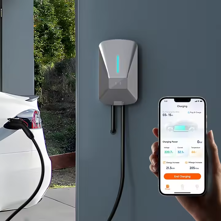 Sunspire European Standard Ip65 WiFi Level 2 Car EV Charger 32A 7KW 22KW Wall-mounted Fast Electric Charging Station For Home UseType2