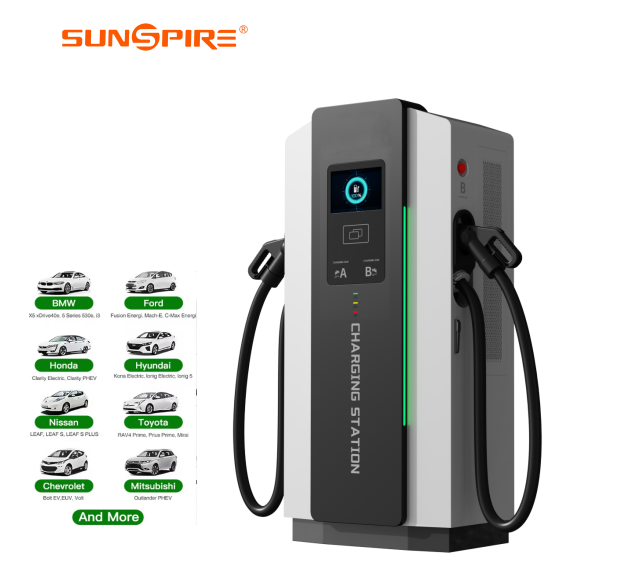 SUNSPIRE 60/80/120/160/180/240kW Commercial Electric Car Charger Fast DC Charge Station Floor-Mounted CCS1 CCS2 GBT for Business EV Charging