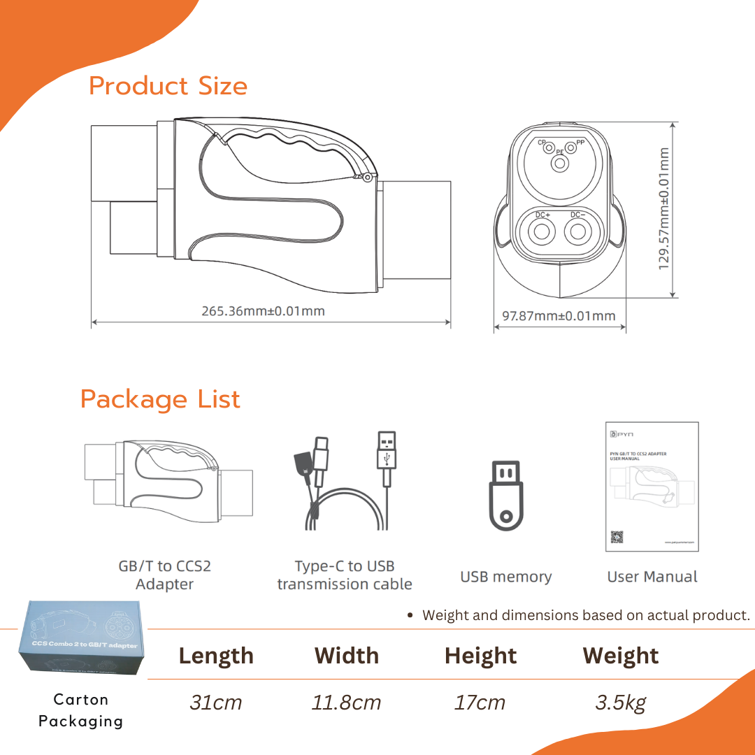 Sunspire Gbt to Ccs2 Evse Charging Connector Ce Ev Dc Charger Adapter  For Tesla  250A BYD BMW