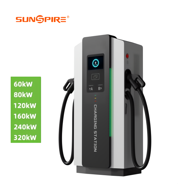 SUNSPIRE 60/80/120/160/180/240kW Commercial Electric Car Charger Fast DC Charge Station Floor-Mounted CCS1 CCS2 GBT for Business EV Charging