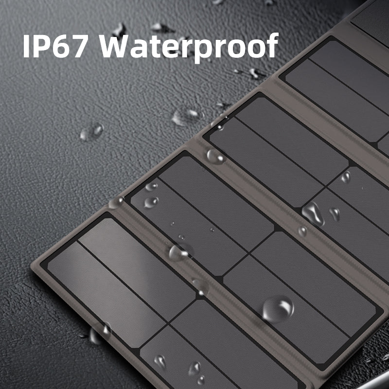 10000mah Portable Solar Charger Power Bank 16W Foldable Solar Panel Fast Charging 1 Type-C 2 USB-A Ports IP67 Waterproof